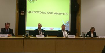(l-r) 360 Environmental's Phil Conran chaired the panel, with CPI's Stuart Pohler, FERVER's Ulrich Ix and WRAP's Nina Sweet